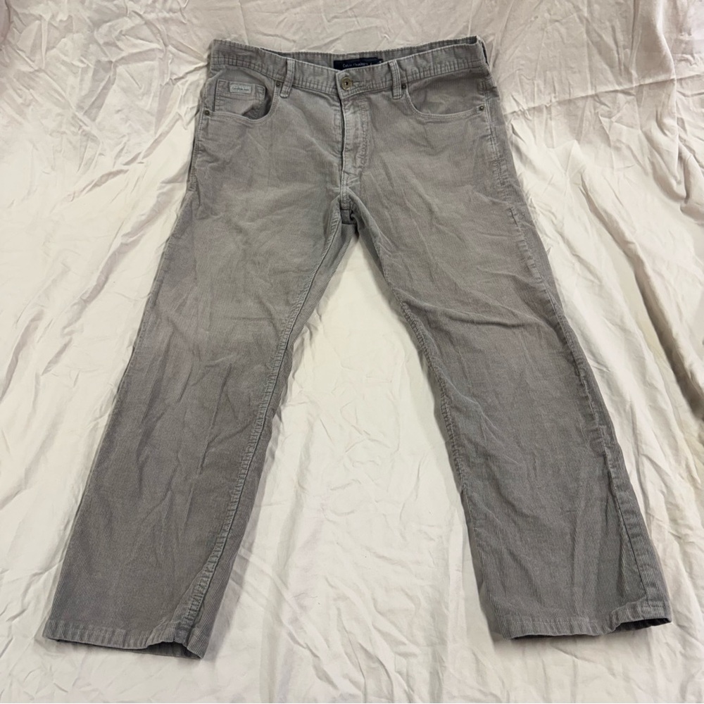 Calvin Klein Straight Beige/Gray/Tan Corduroy Jeans Men's Tag 36x30 Fits 36x28
